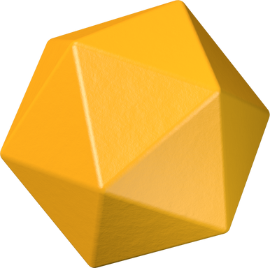 Yellow icosahedron 3D